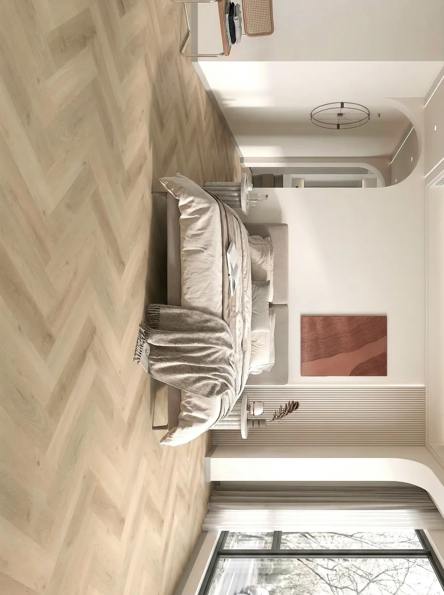 Blonde Oak Herringbone Straight